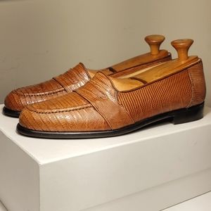 Zelli Rossi Teju lizard penny loafers cognac size 10M